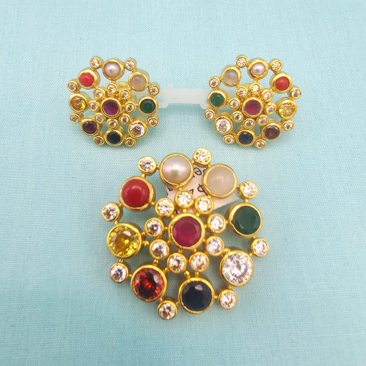Navratna CZ Pendant set