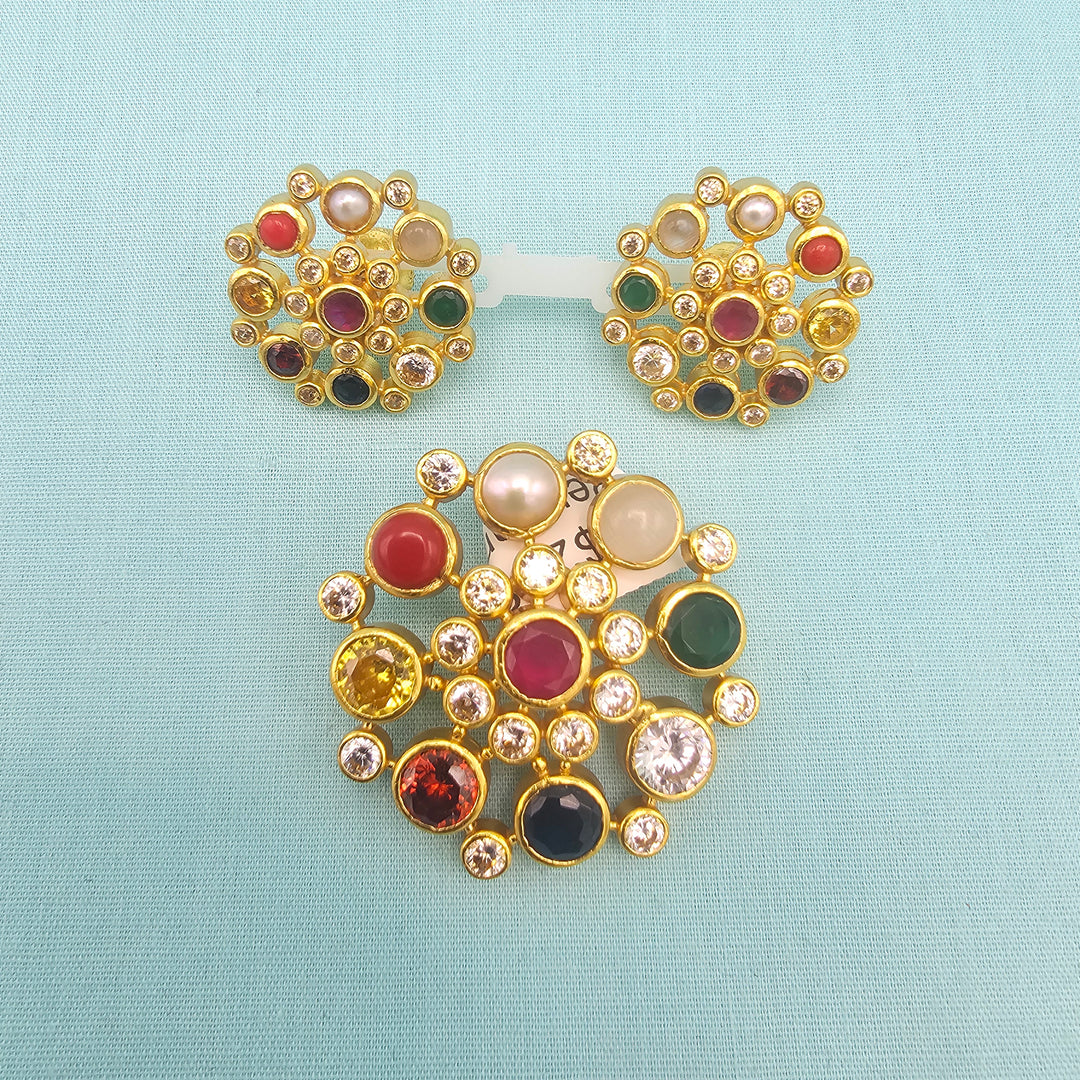 Navratna CZ Pendant set