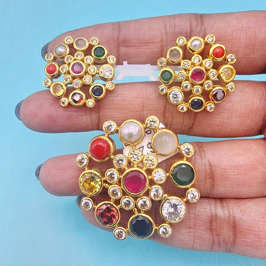 Navratna CZ Pendant set