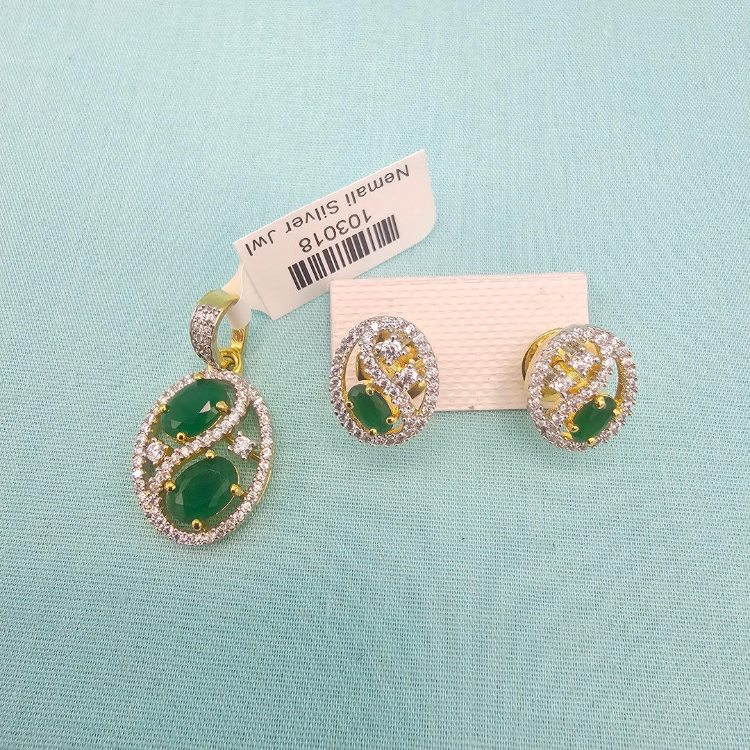 Emerald CZ Pendant set