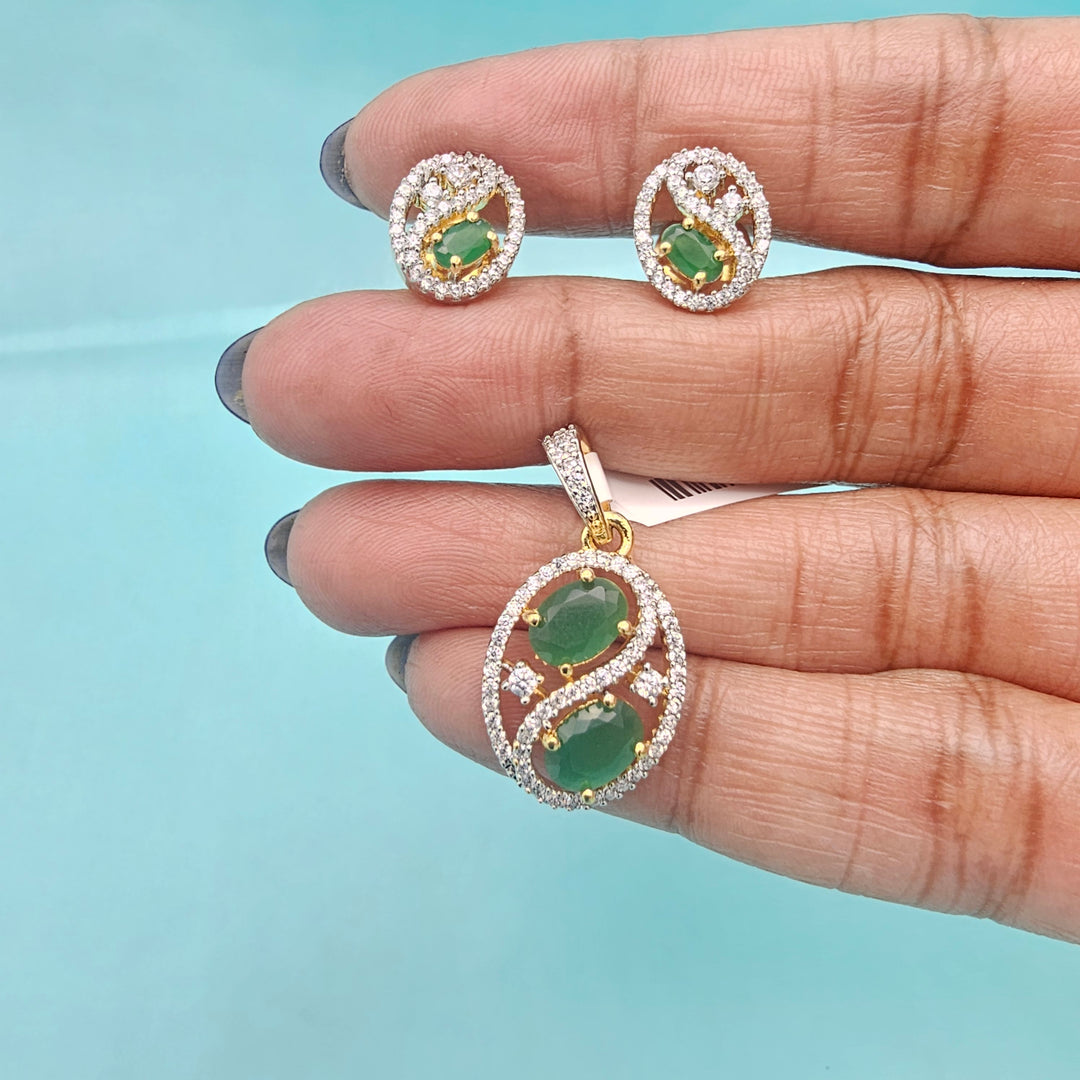 Emerald CZ Pendant set