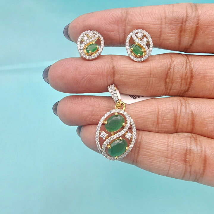 Emerald CZ Pendant set