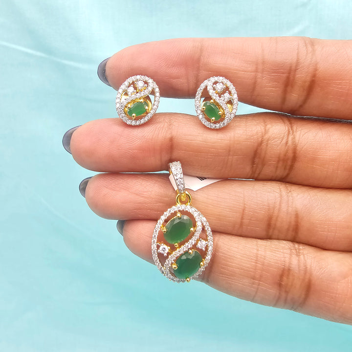 Emerald CZ Pendant set