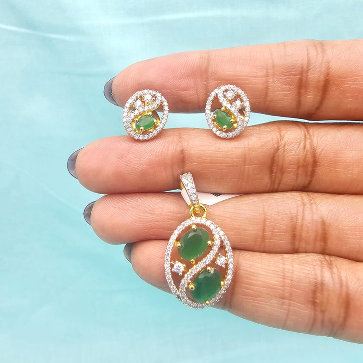 Emerald CZ Pendant set