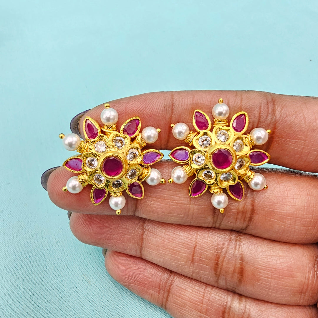 Silver Ruby Studs