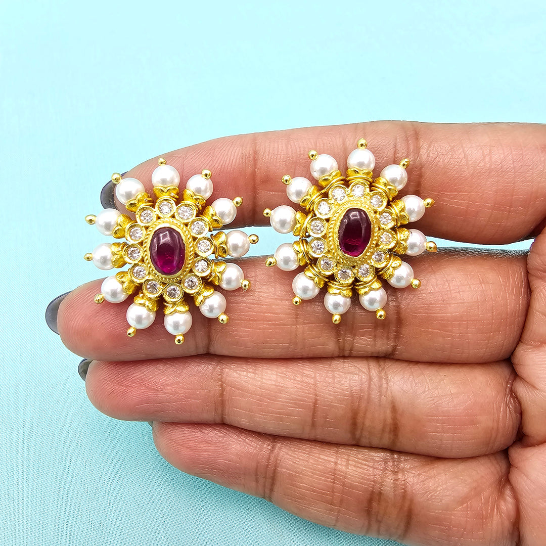 Silver Ruby Studs