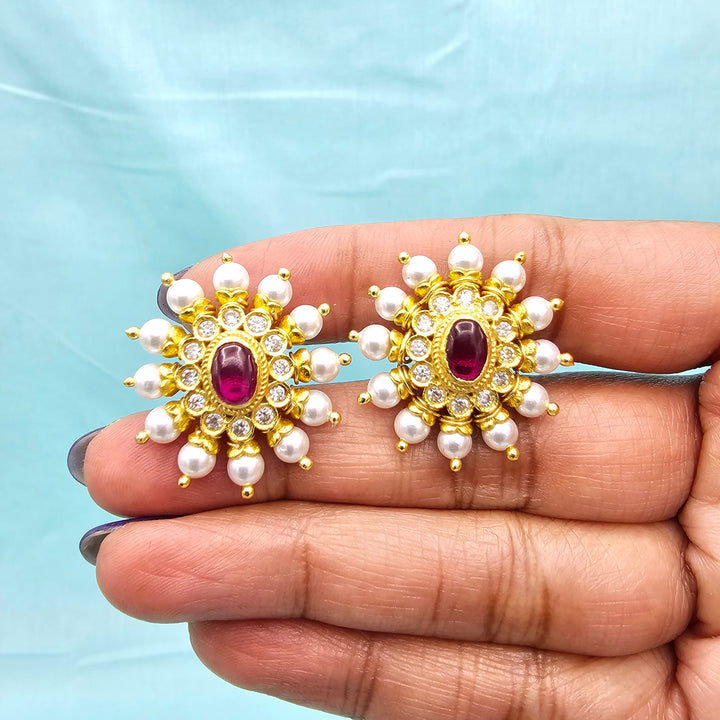 Silver Ruby Studs