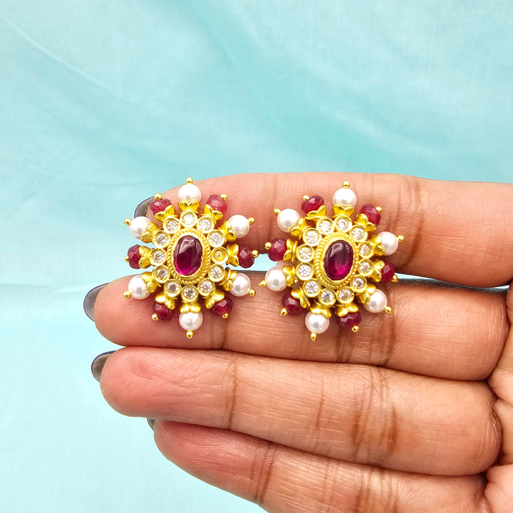 Silver Ruby Studs