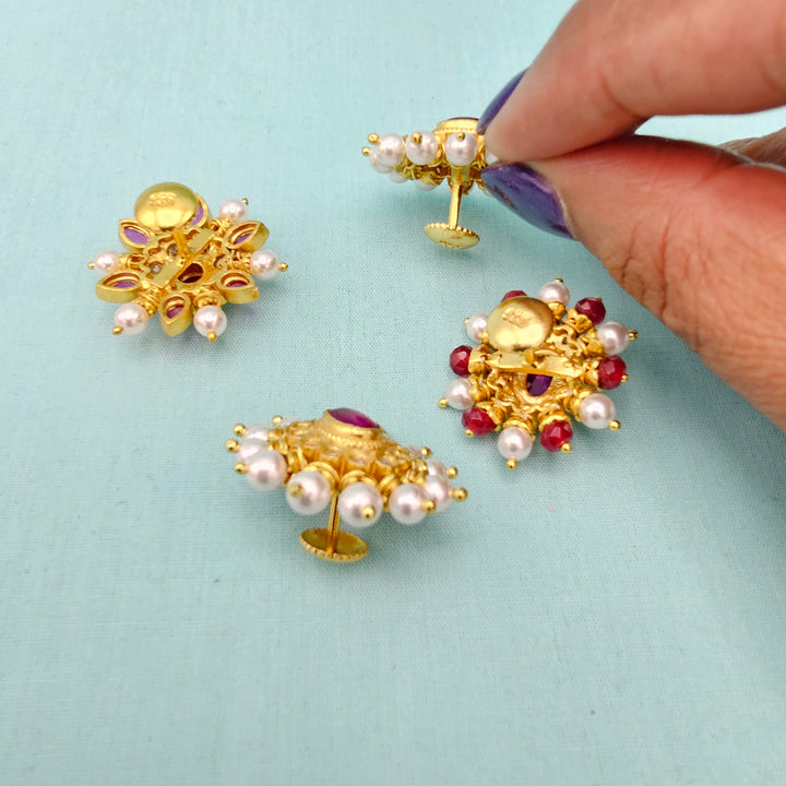 Silver Ruby Studs