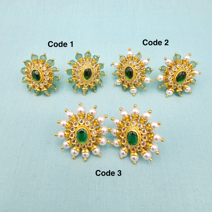 Silver Emerald Studs