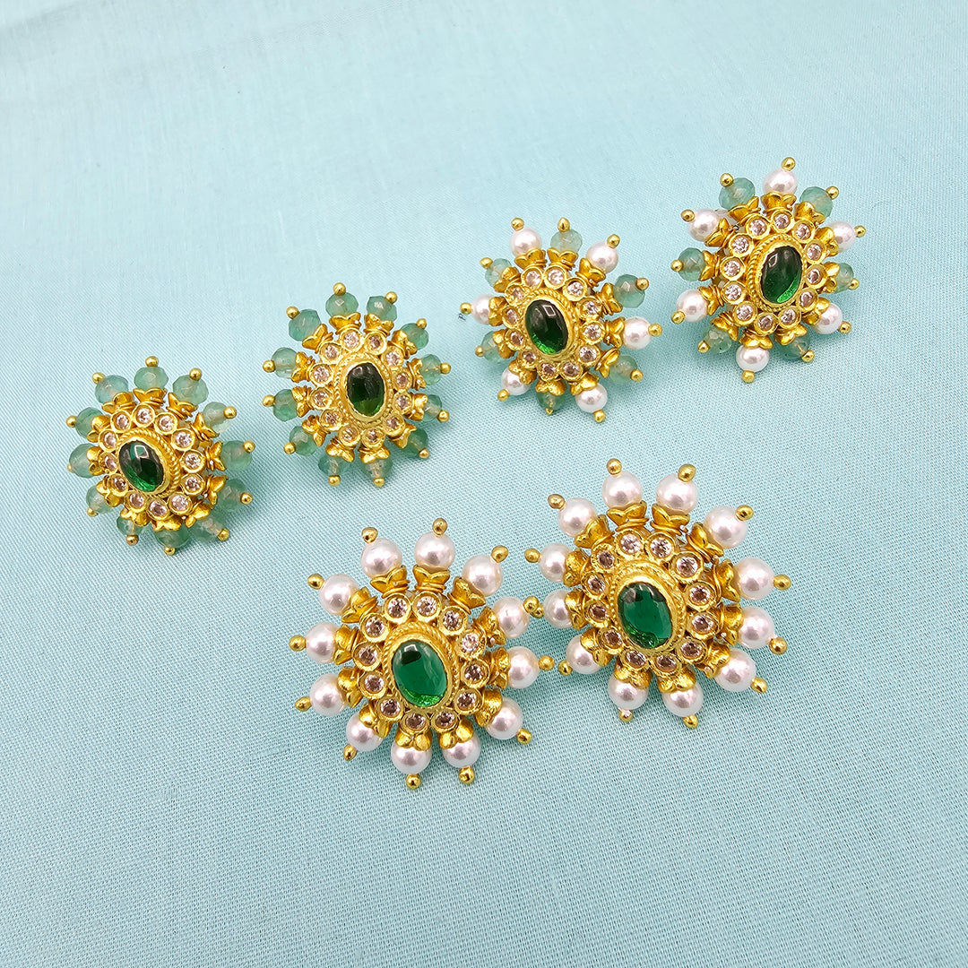 Silver Emerald Studs