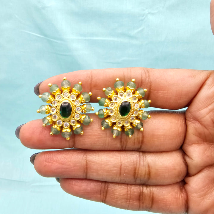 Silver Emerald Studs