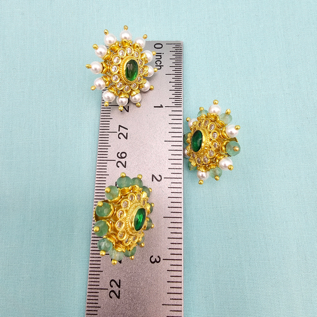 Silver Emerald Studs