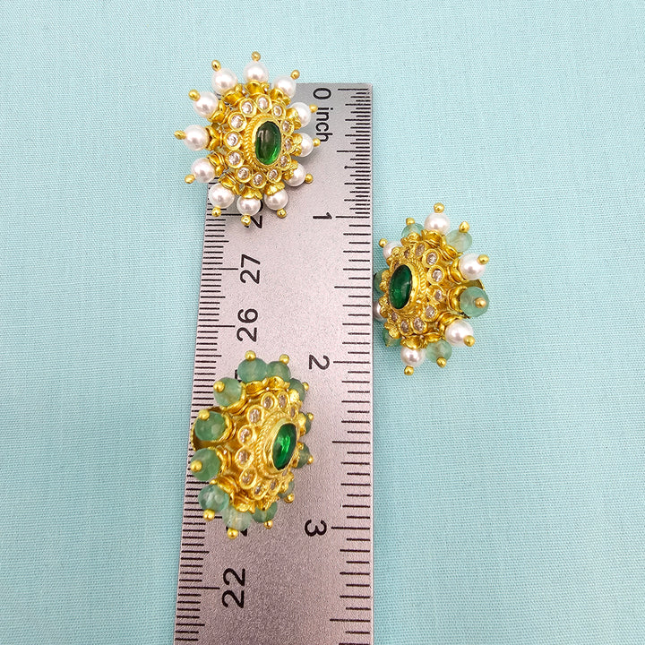 Silver Emerald Studs