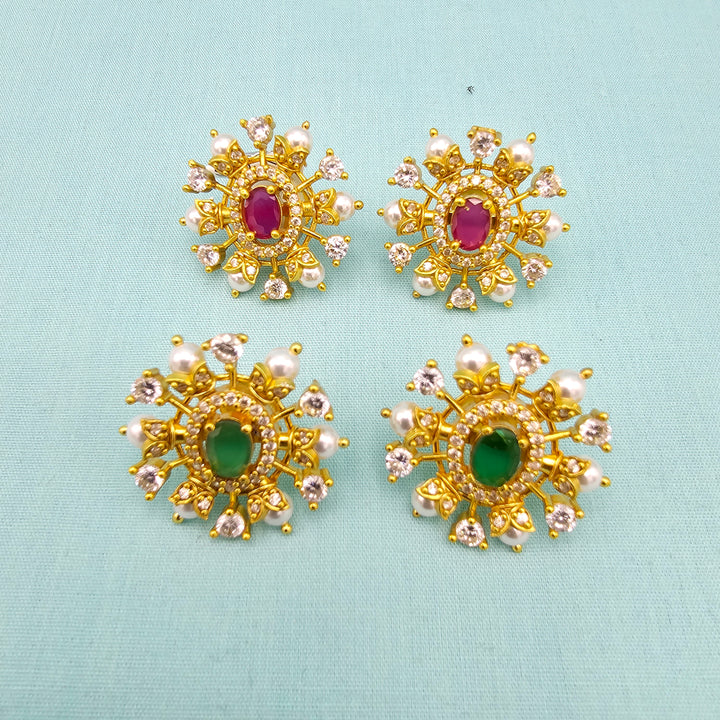 Silver Emerald Studs