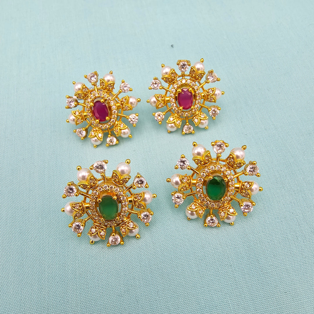Silver Emerald Studs