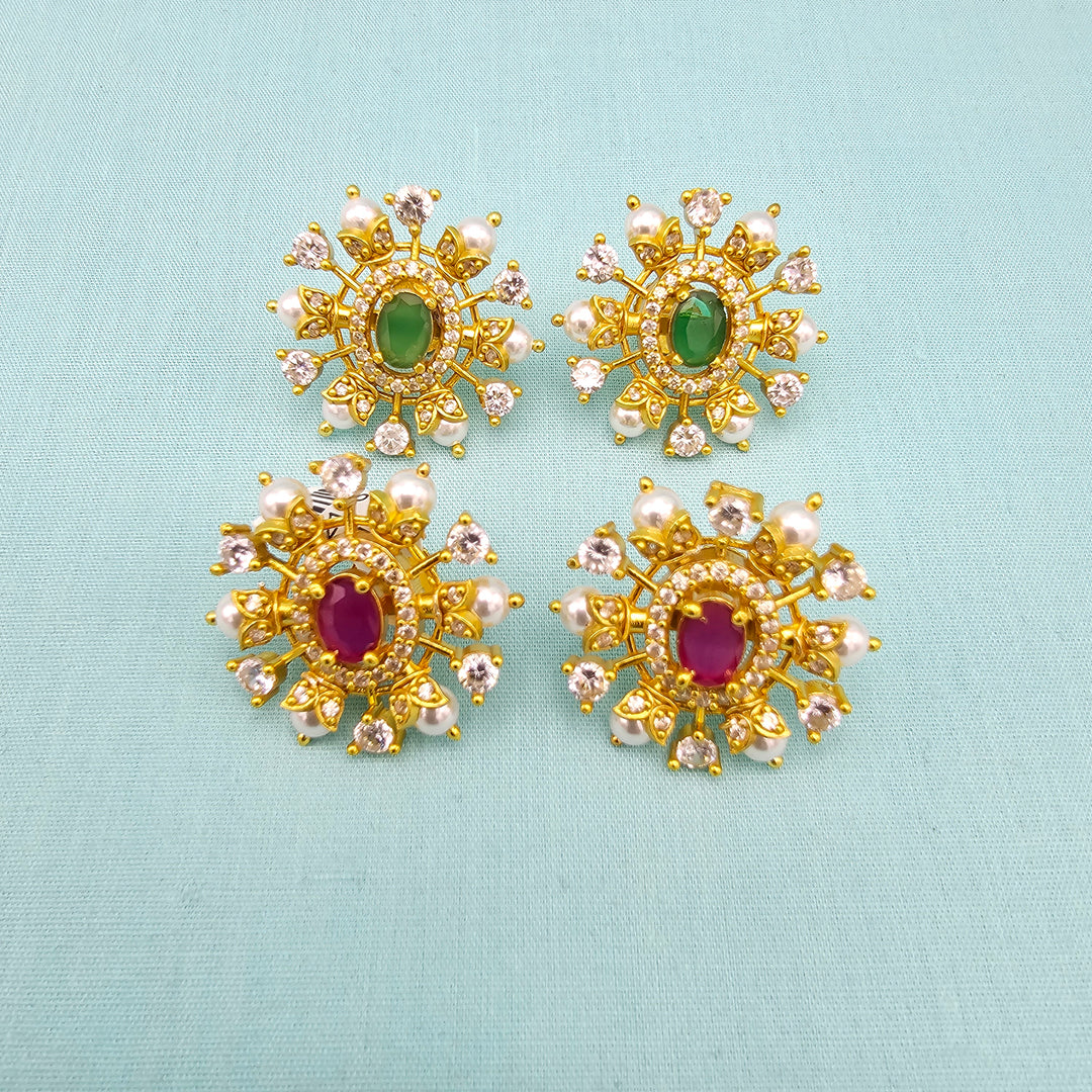 Silver Emerald Studs
