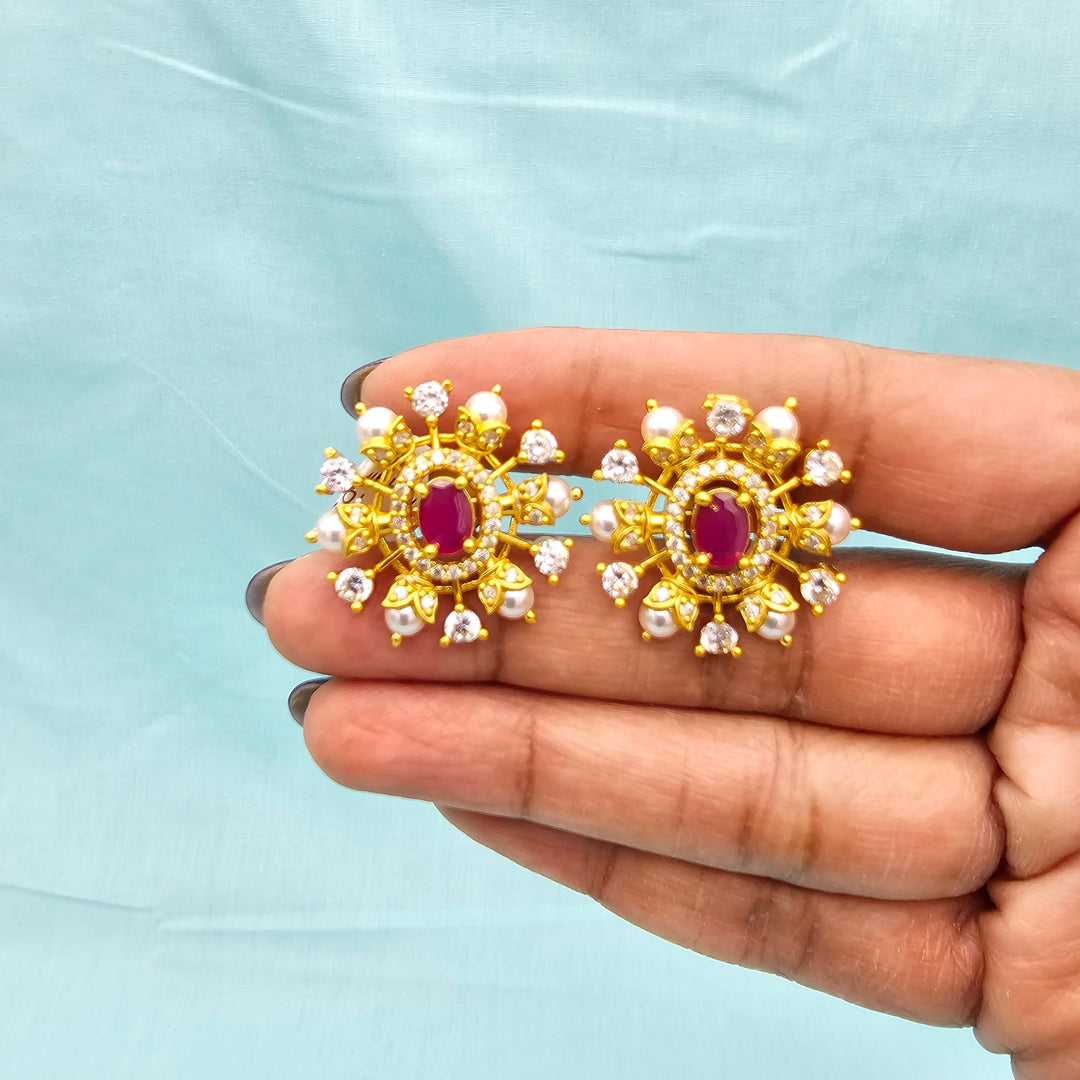 Silver Emerald Studs