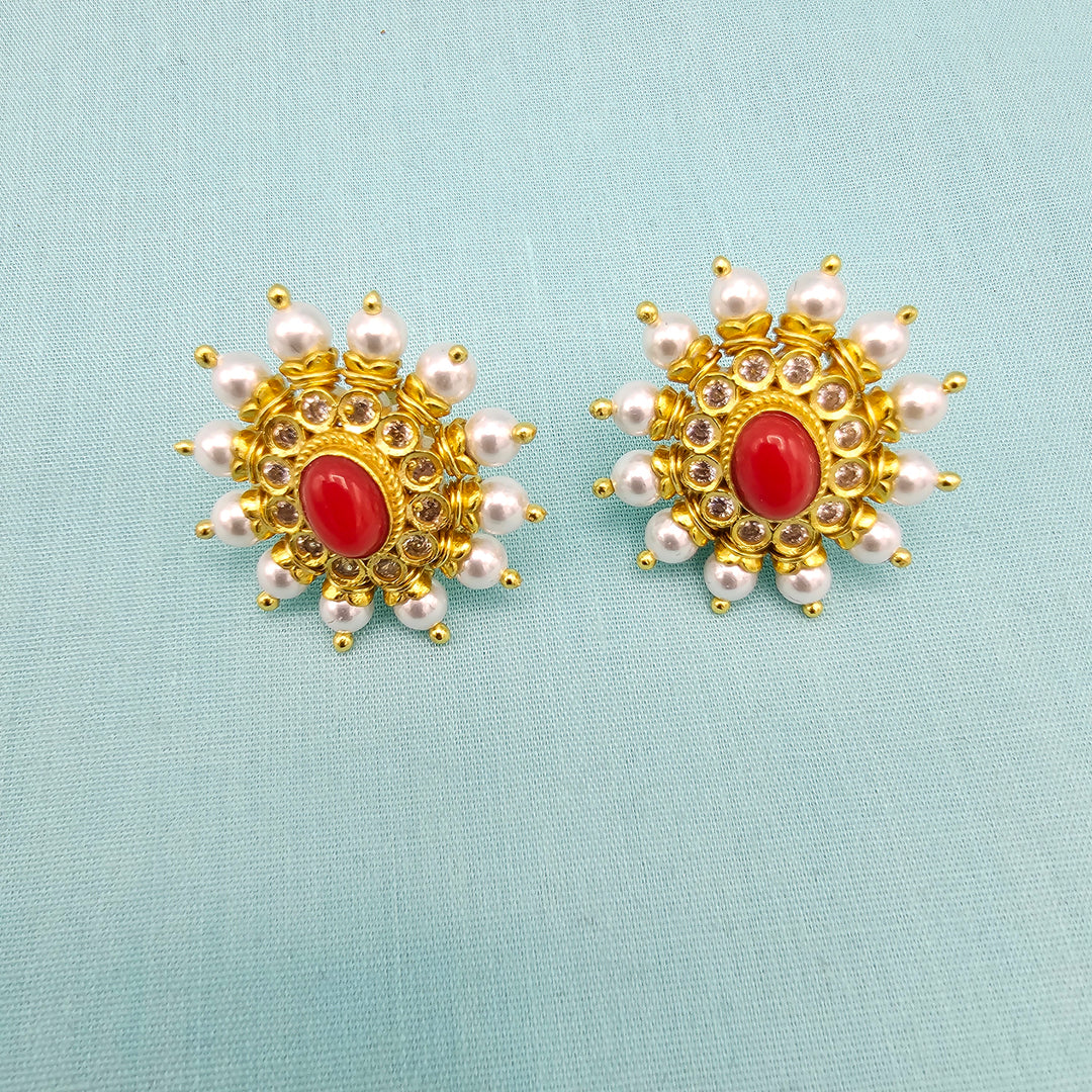 Silver Coral Studs