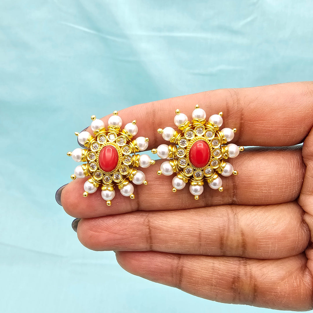 Silver Coral Studs