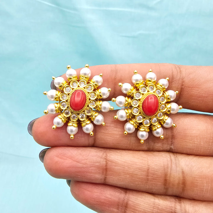Silver Coral Studs