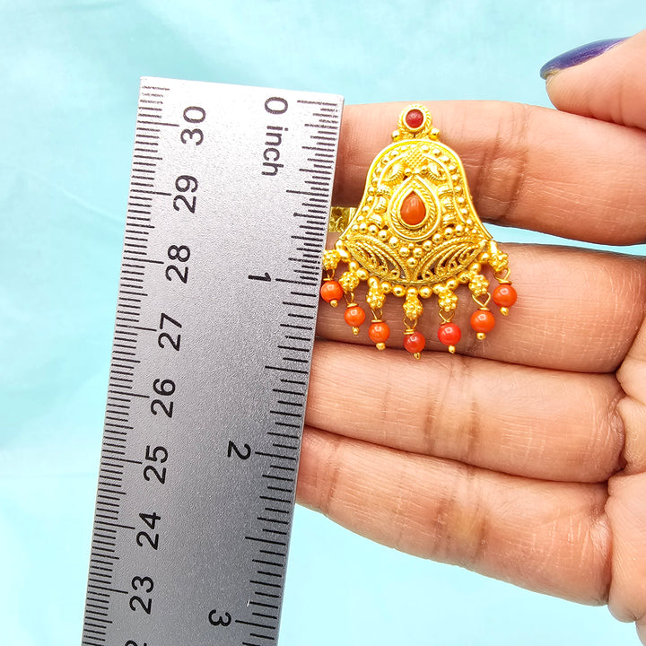 Silver Nakshi Coral Studs