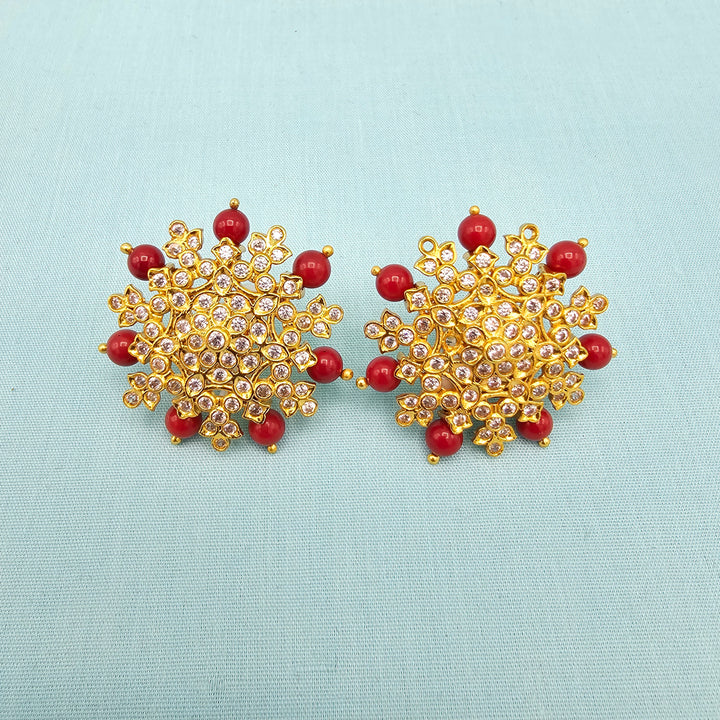 Silver Coral CZ Studs