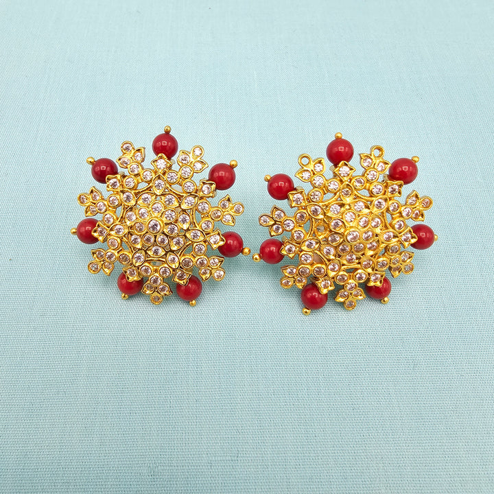Silver Coral CZ Studs