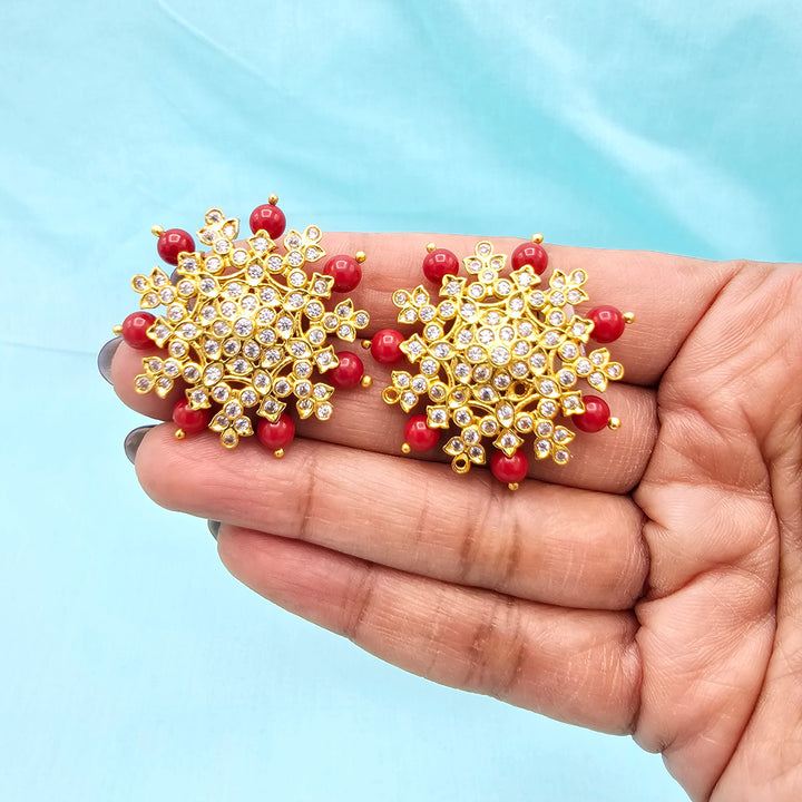 Silver Coral CZ Studs