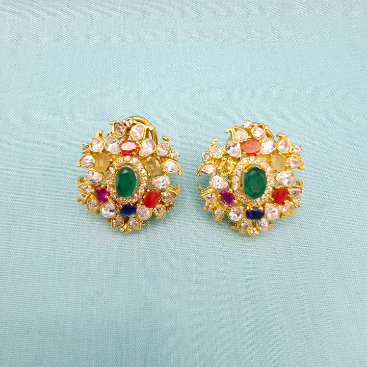 Moissanite Navrathna Studs