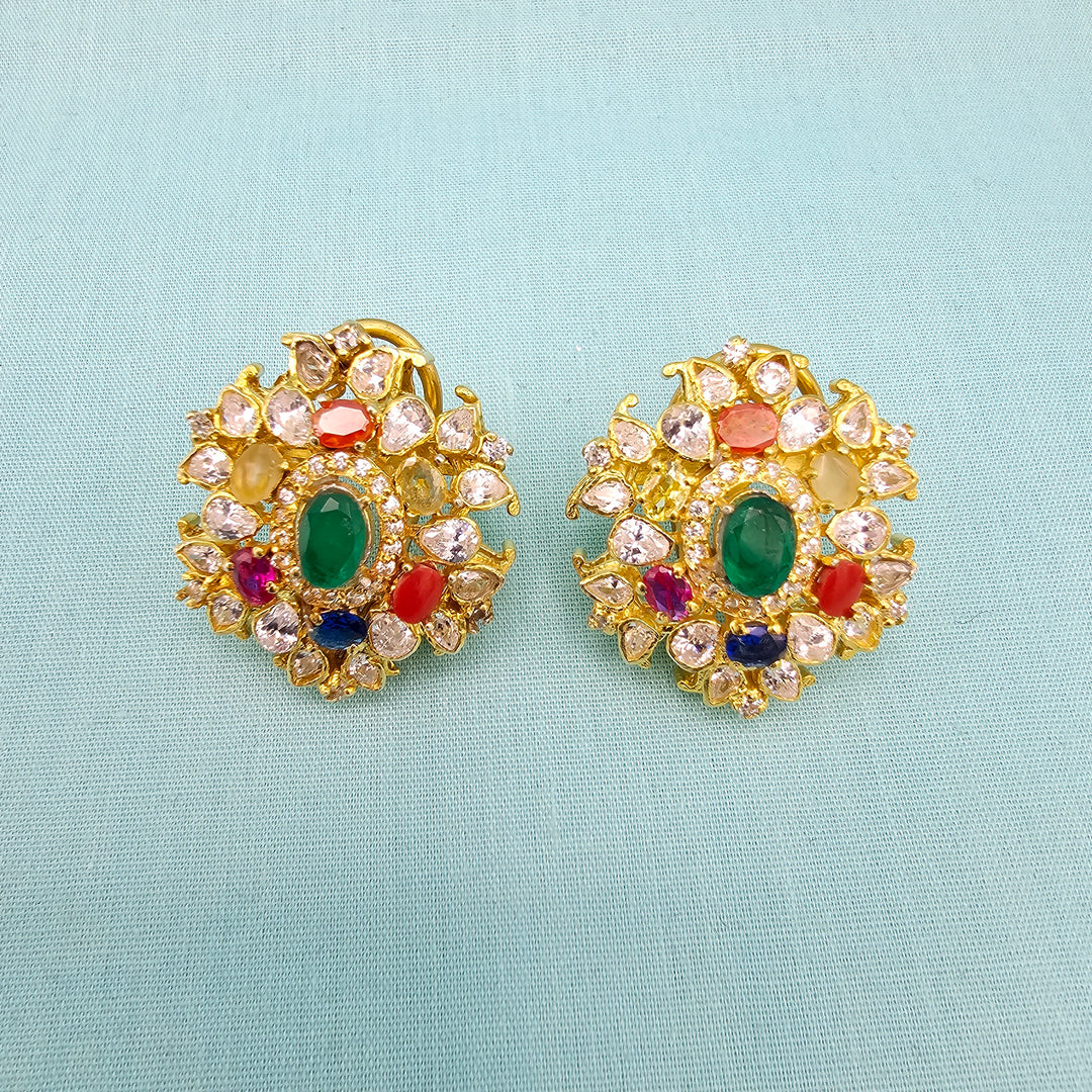 Moissanite Navrathna Studs