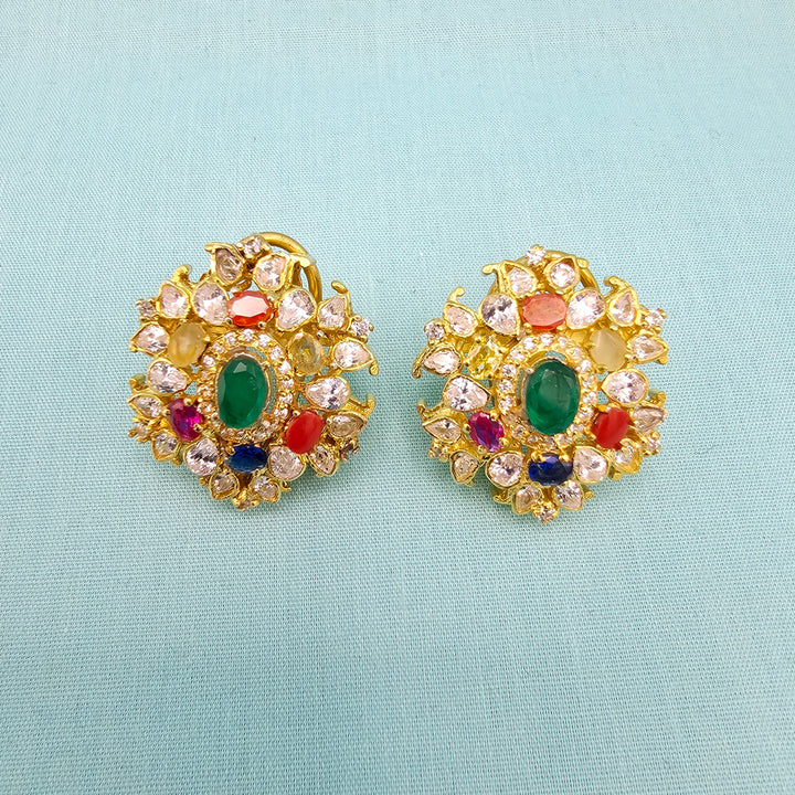 Moissanite Navrathna Studs