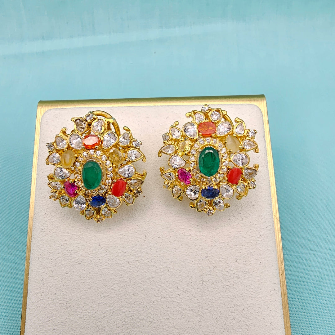 Moissanite Navrathna Studs
