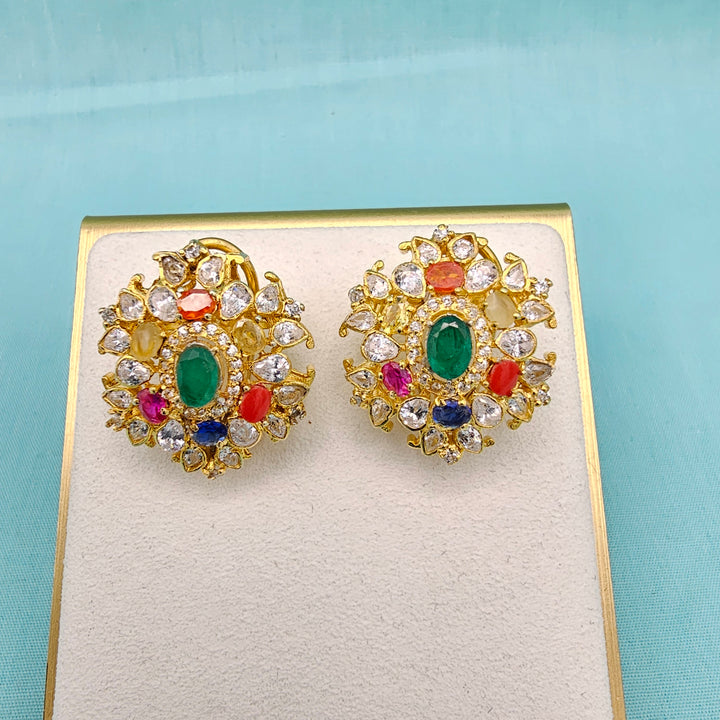 Moissanite Navrathna Studs