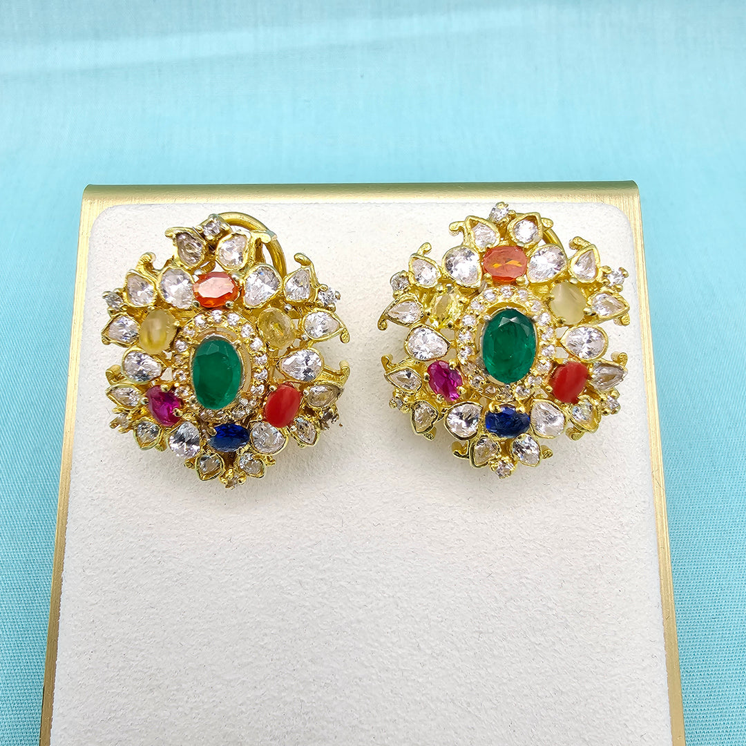 Moissanite Navrathna Studs