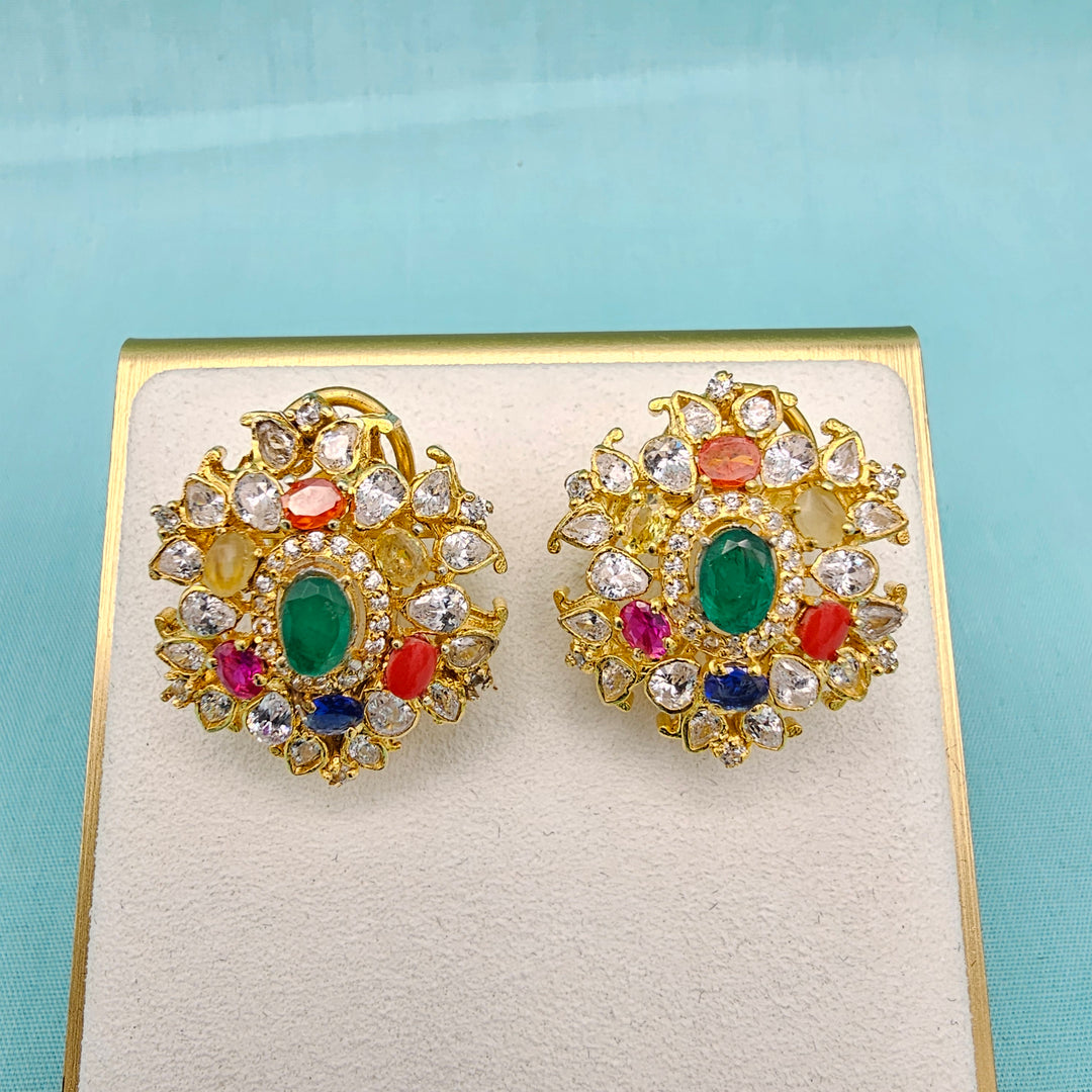 Moissanite Navrathna Studs