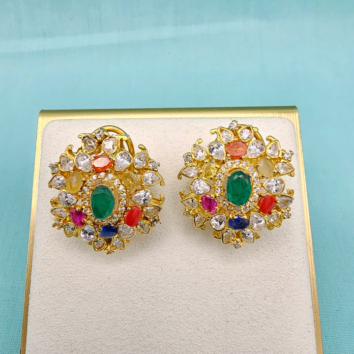 Moissanite Navrathna Studs