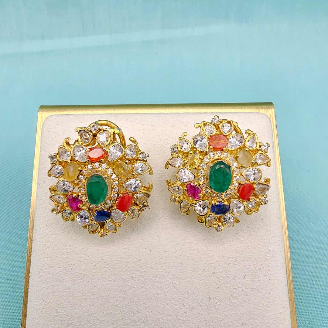 Moissanite Navrathna Studs