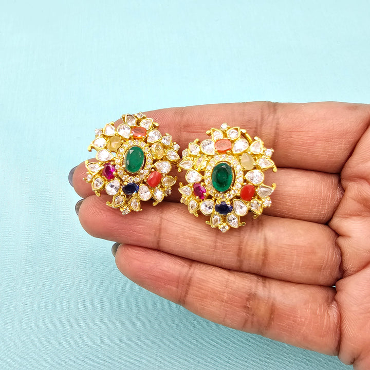 Moissanite Navrathna Studs