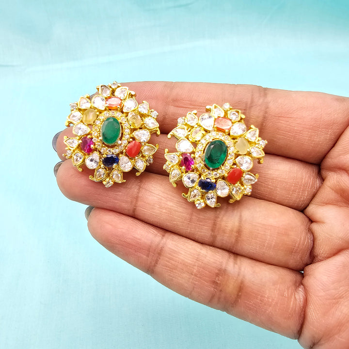 Moissanite Navrathna Studs