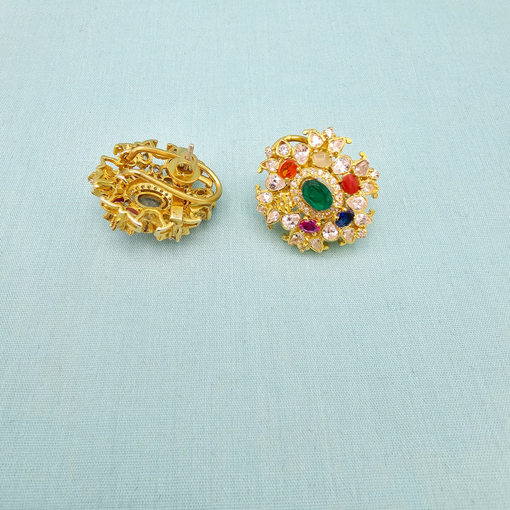 Moissanite Navrathna Studs
