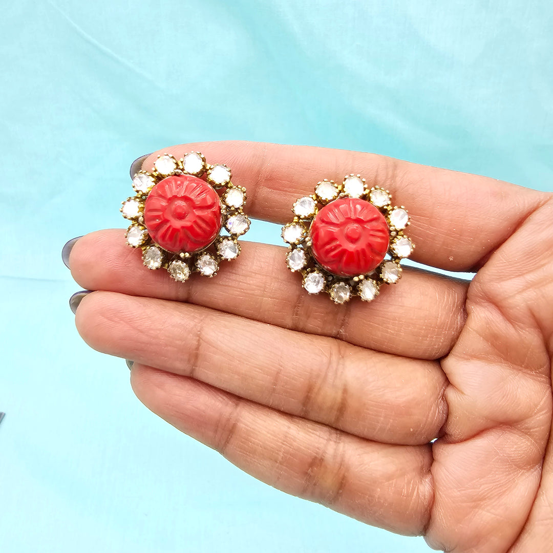 Victorian Coral Studs