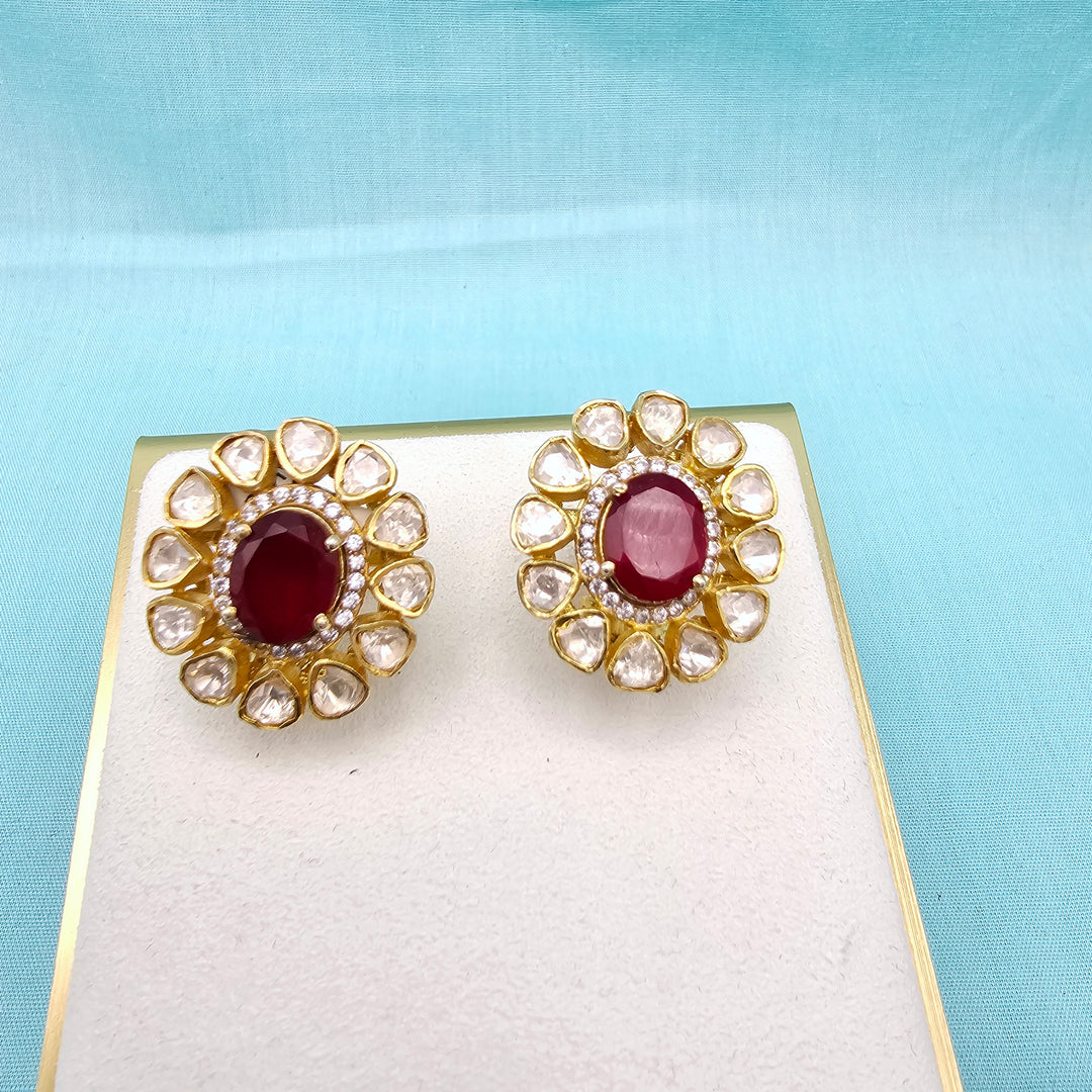 Ruby Moissanite Studs