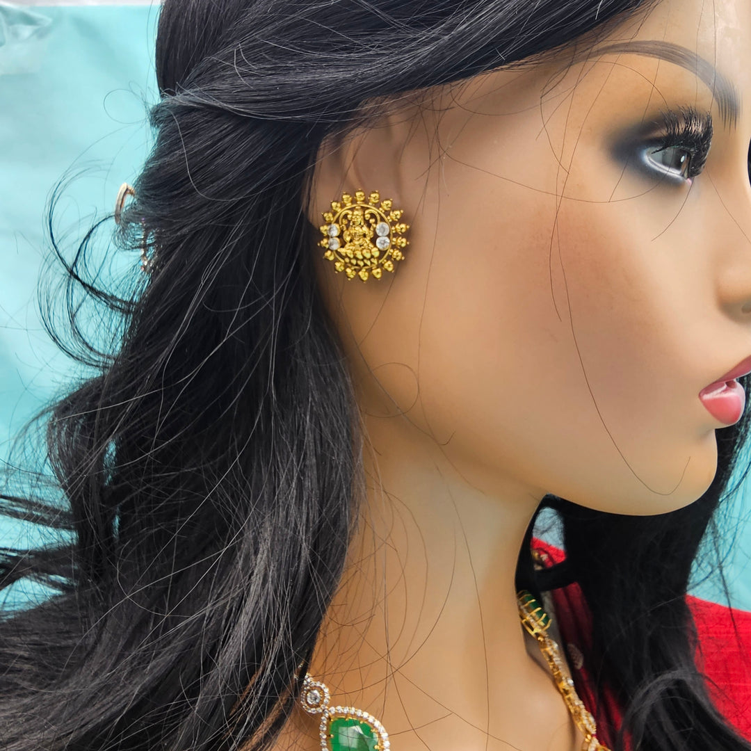 Silver CZ Nakshi Studs