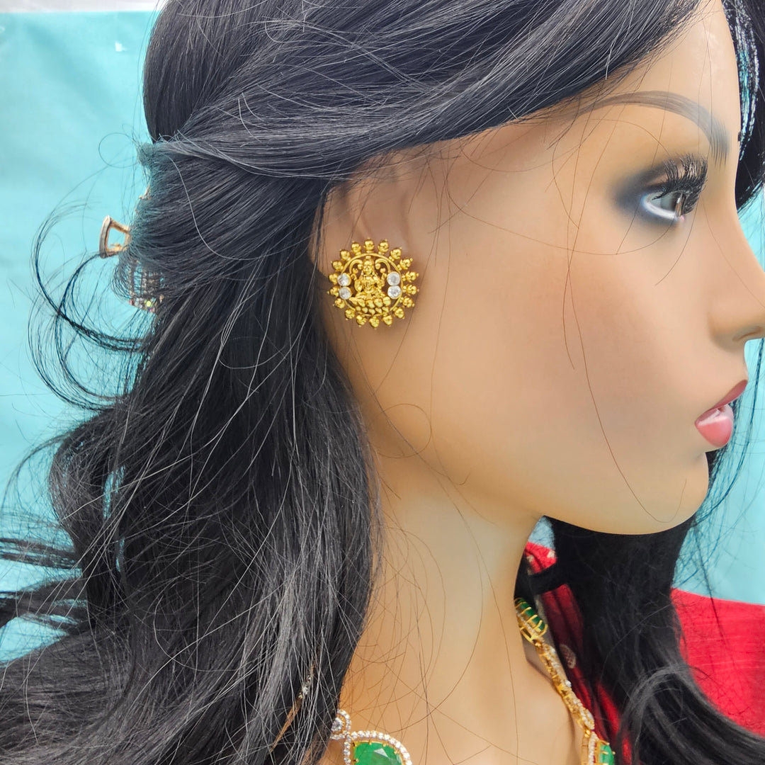 Silver CZ Nakshi Studs