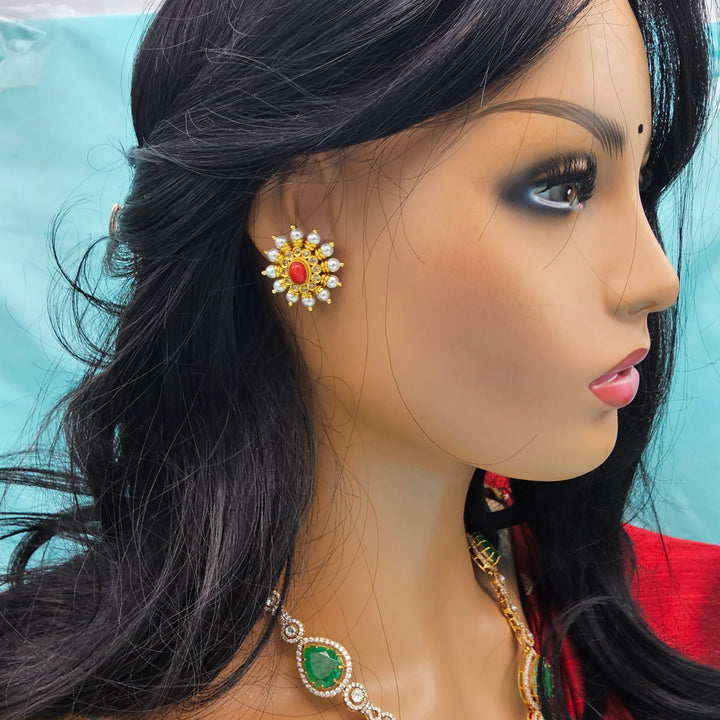 Silver Coral Studs