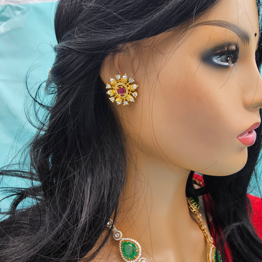 Silver Emerald Studs
