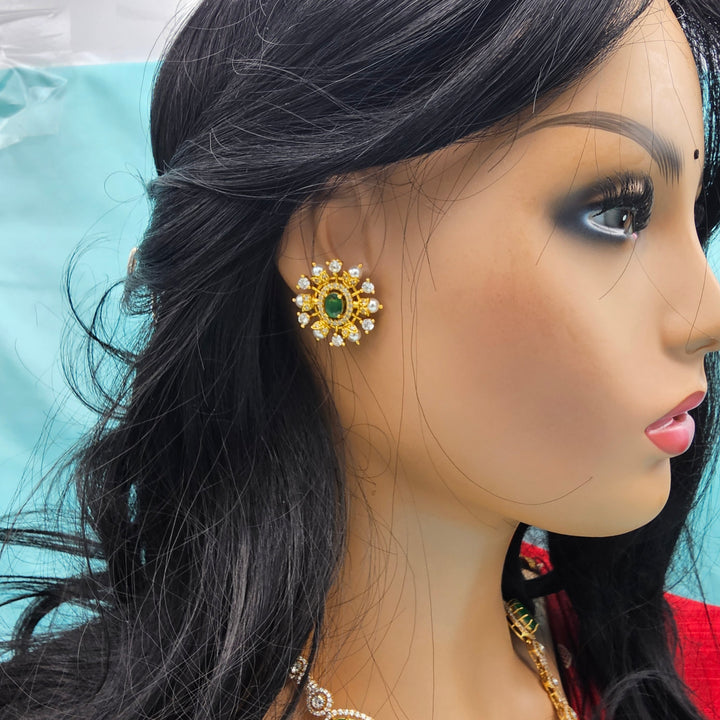 Silver Emerald Studs