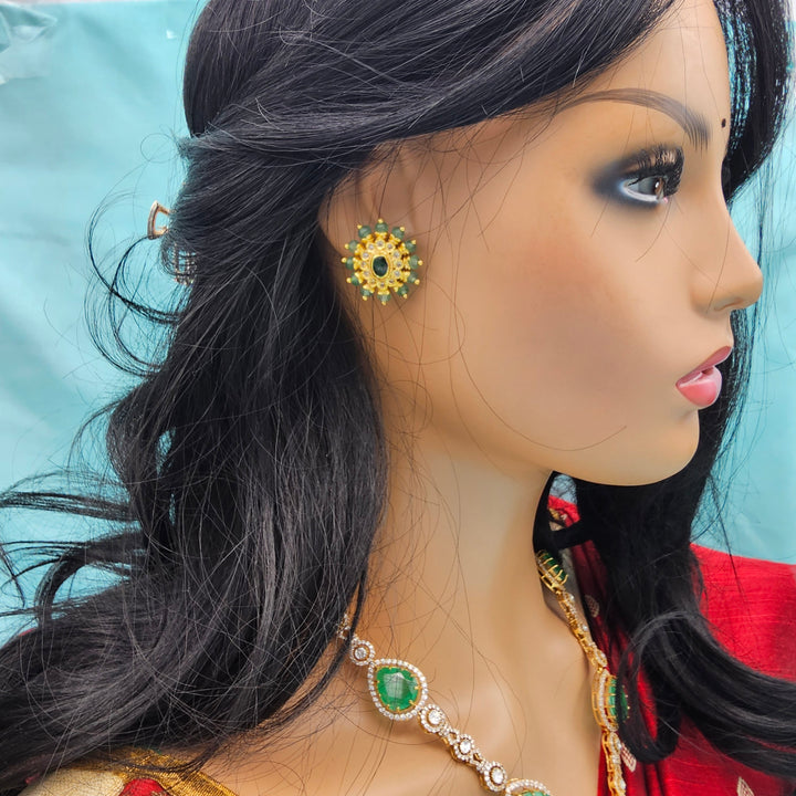 Silver Emerald Studs