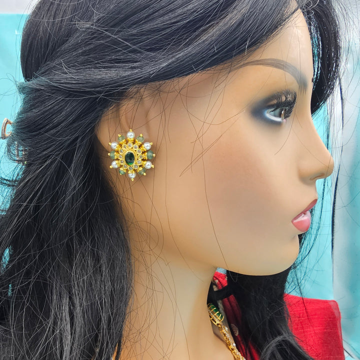 Silver Emerald Studs